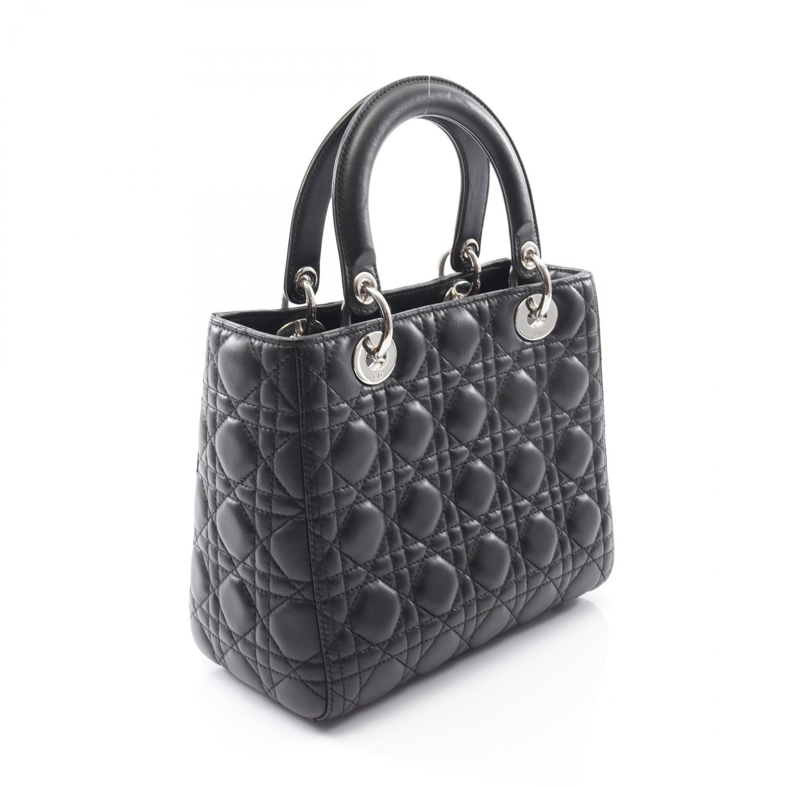ディオール Dior ハンドバッグ LADY DIOR レディディオール カナージュ M0565BNGE-M900 ブラック レザー レディディオール カナージュ 2wayトート レディース Used A
