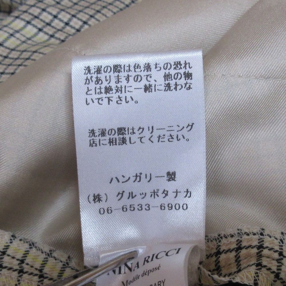 美品 20AW NINA RICCI ニナリッチ チェック柄 スリットヘム スラックス  