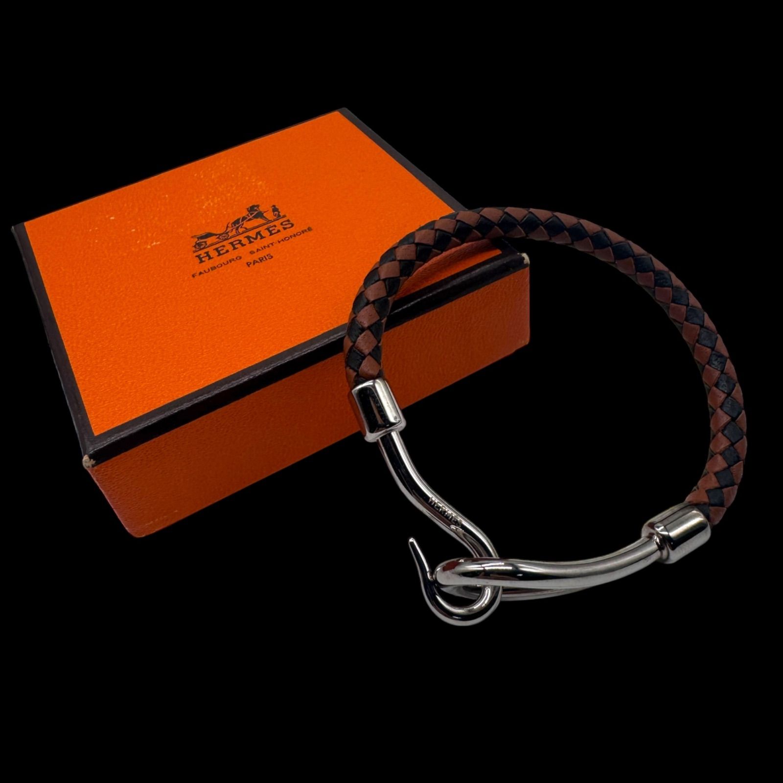 希少 美品 HERMES エルメス ジャンボブレスレット レザー イントレ 