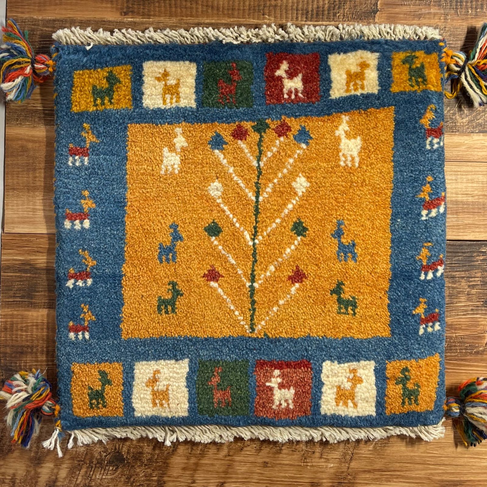 40×40cm ペルシャ絨毯 手織り ギャッベ アマレ族 ギャベ ペルシャ 