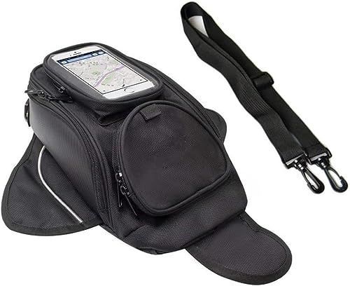 大クリアケース Ansimple バイク用 タンクバッグ ツーリングタンクバッグ マグネット式 追加マグネット付き 2WAY ショルダーバッグ 大容量 ブラック 脱落防止ベルト付き 追加マグネット付き