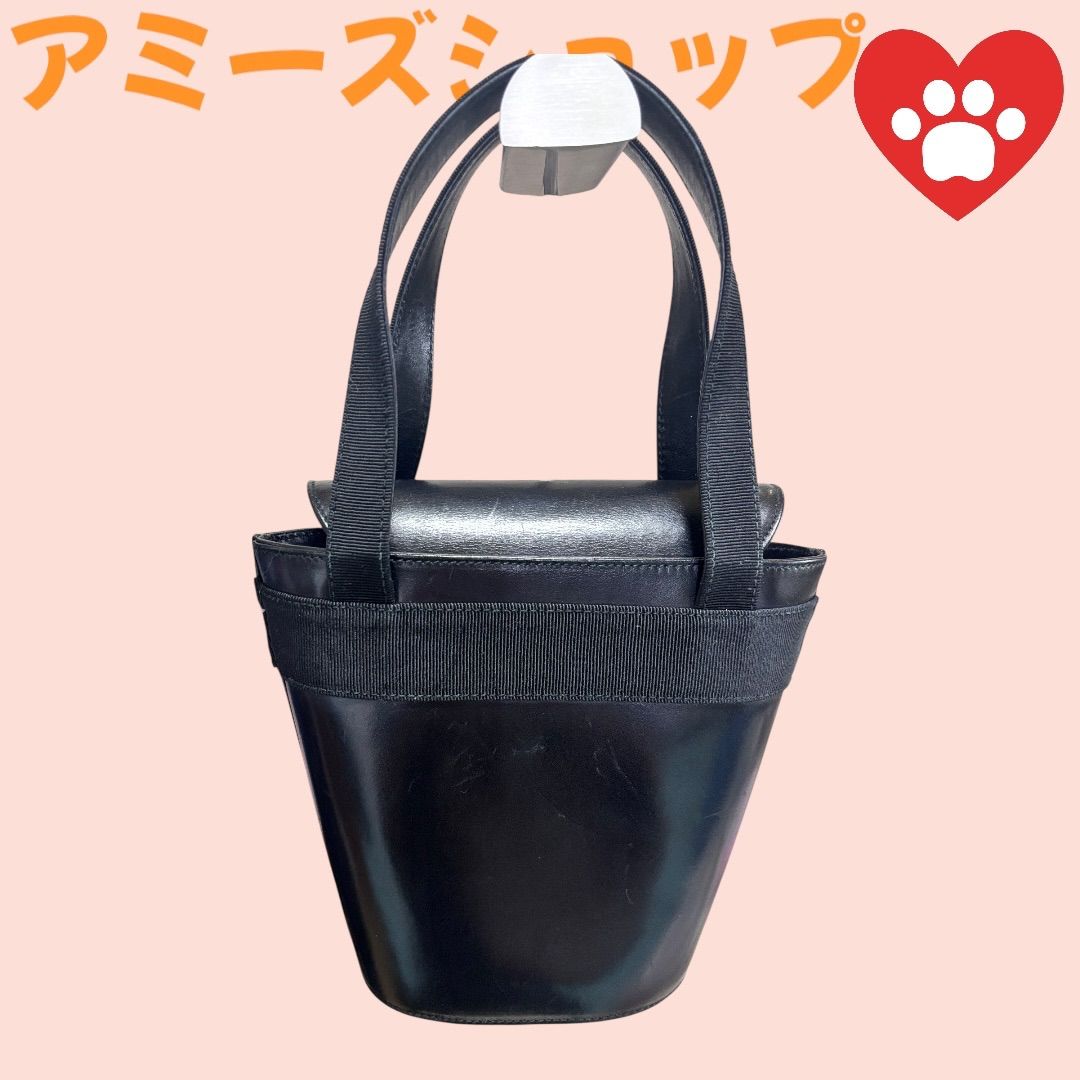 Salvatore Ferragamo ブラック リボン バケットバッグ サルヴァトーレ・フェラガモSalvatore Fergana ビンテージ