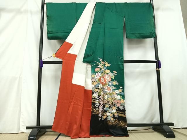 平和屋着物□色留訪問着 駒刺繍 花車文 金彩 正絹 逸品 AAAY3394mf