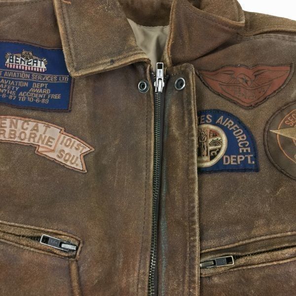 希少Vintage  米軍Bencat 1936 VGC　CHIA　ベトナム/USA空軍ボマージャケット　sizeS〈ブラウン/茶/BROWN〉色　革ジャン/bag〕菅NO.Wメじ62-2 希少Vintage 米軍Bencat 1936 VGC CHIA ベトナム/USA空軍ボマー