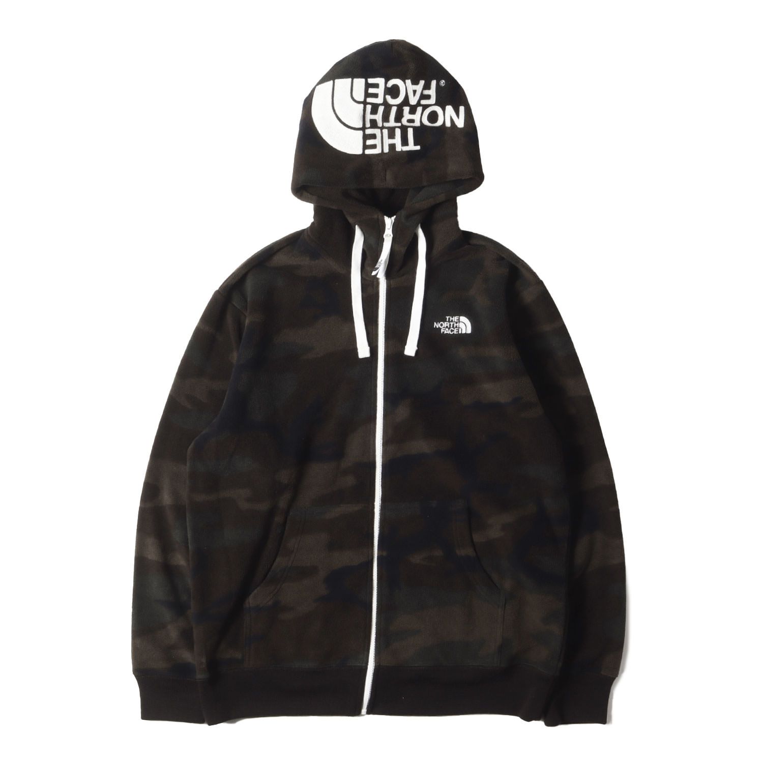 THE NORTH FACE ノースフェイス パーカー サイズ:L フードロゴ刺繍 ジップ フリース パーカー REARVIEW CAMO FLEECE HOODIE ウッドランドカモ 迷彩 【メンズ】