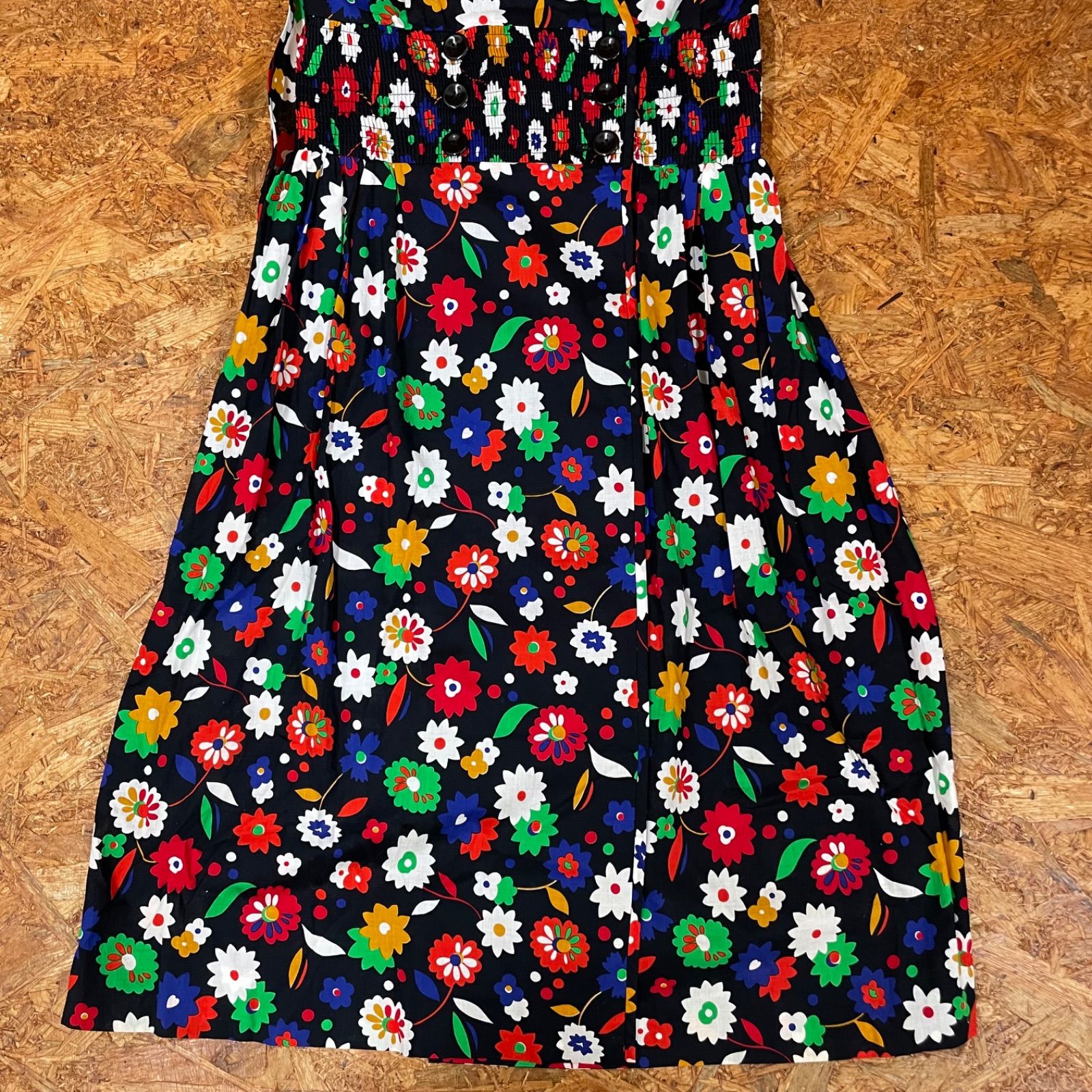 昭和レトロ 花柄 ロングワンピース レディース 総柄 ノースリーブ Ladies ヴィンテージ ビンテージ VINTAGE ユーズド 古着