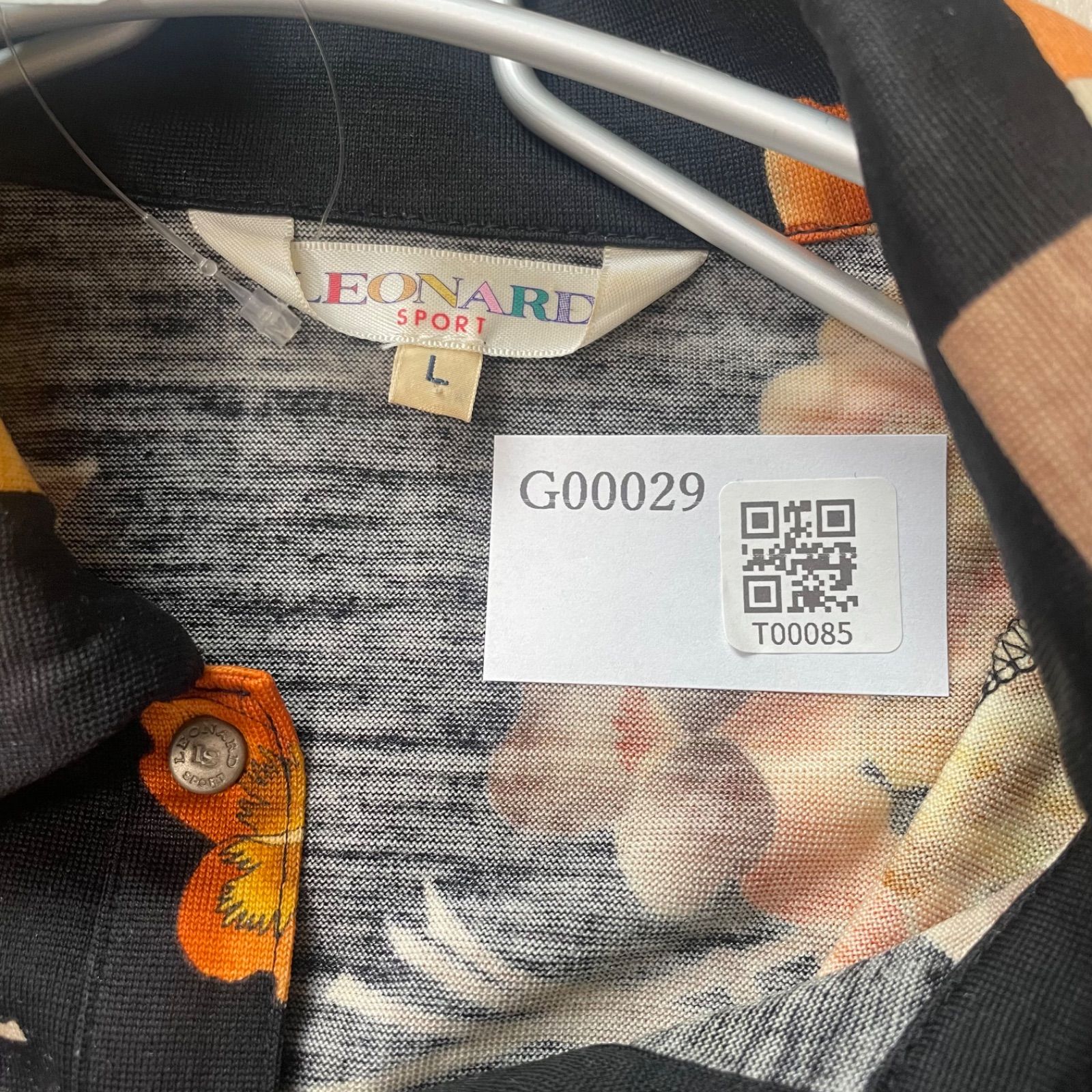 レオナール カットソー ウール フラワープリント レディース L XL相当黒 ブラック系 G 0029