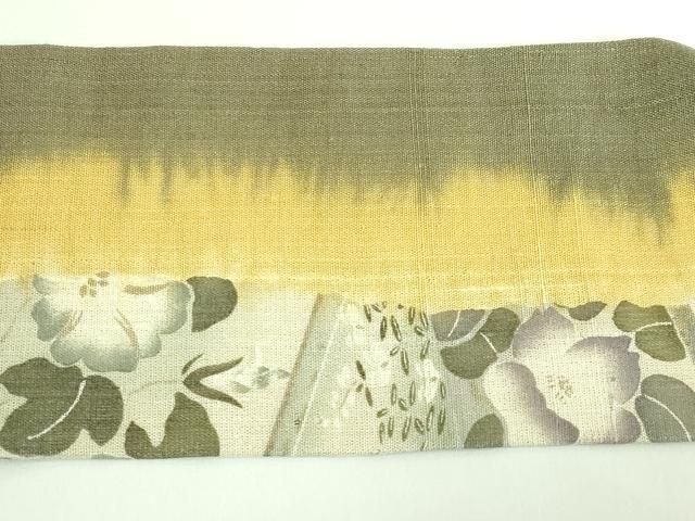 平和屋本店□極上 摺型友禅 京都 多ち花 九寸名古屋帯 生紬地 四季花文