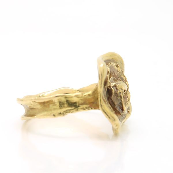 岩倉康二 K18 デザインリング 花 彫金 渦 11号 イエローゴールド