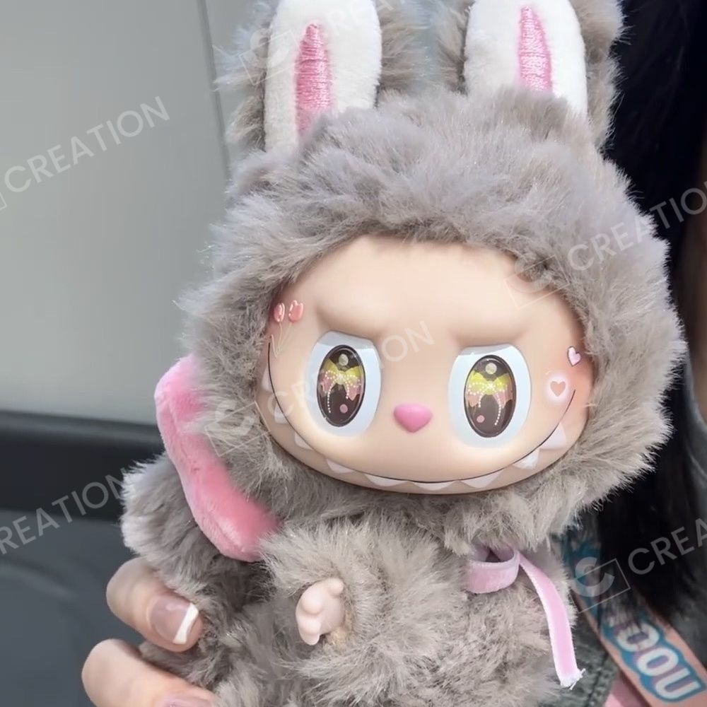 新品】LABUBU ラブブ ぬいぐるみ ふわふわリボン ブラウン