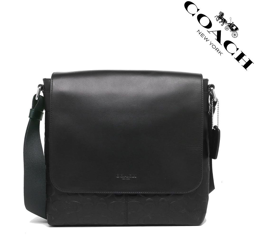 【セール中】COACH コーチバッグ F28577 NIBLK ブラック ショルダーバッグ チャールズ スモール メッセンジャー シグネチャー レザー 斜めがけバッグ メンズバッグ クロスボディー アウトレット品 新品未使用