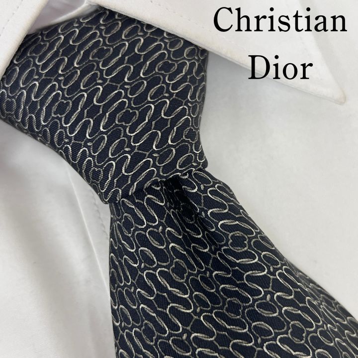 Christian Dior ブラック シルク ネクタイ 定価37,000円✨Dior