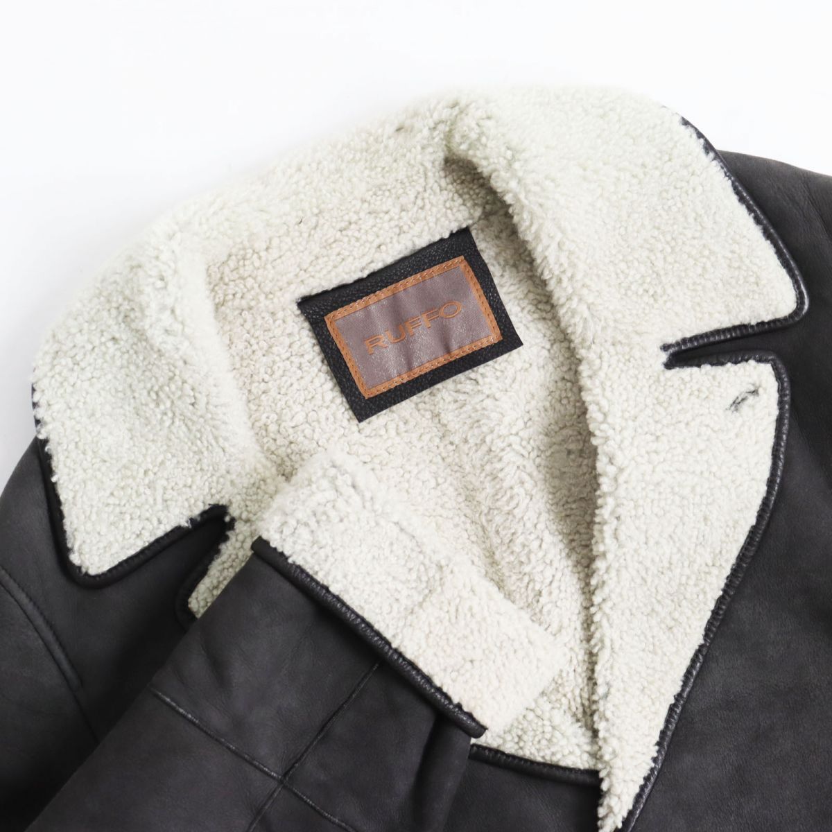 未使用品○RUFFO ルッフォ 羊革/ラムレザー ムートンコート