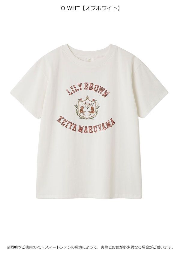 10%OFF リリー ブラウン LILY BROWN トップス 25秋冬 LILYBROWN×KEITA MARUYAMA バリエーショングラフィックTシャツ 半袖 ミドル丈 lwct254188