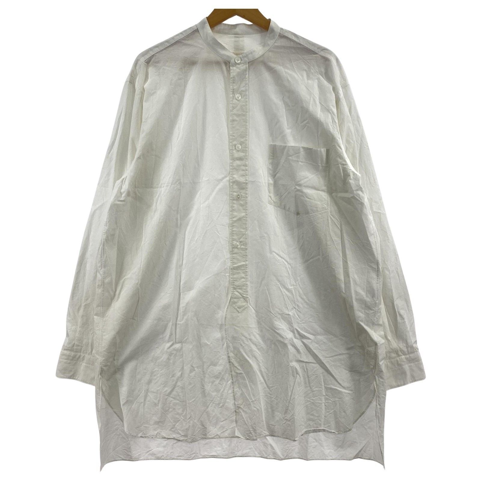 【値下げ】COMOLI ／バンドカラーシャツ／WHITE／サイズ3 値下げ】COMOLI ／バンドカラーシャツ／WHITE／サイズ3