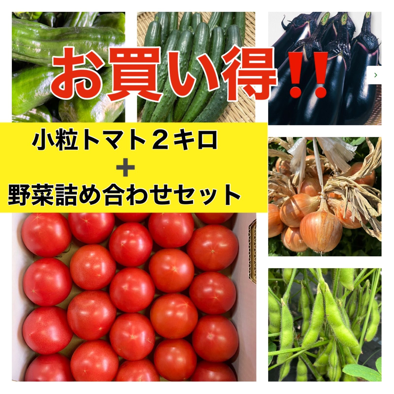 お買い得セット‼️小粒トマト一箱➕野菜詰め合わせセット‼️２箱セット‼️クール便‼️