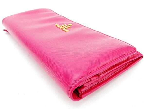 プラダ 長財布 財布 ファスナー付き長財布 ロゴ ピンク×ゴールド