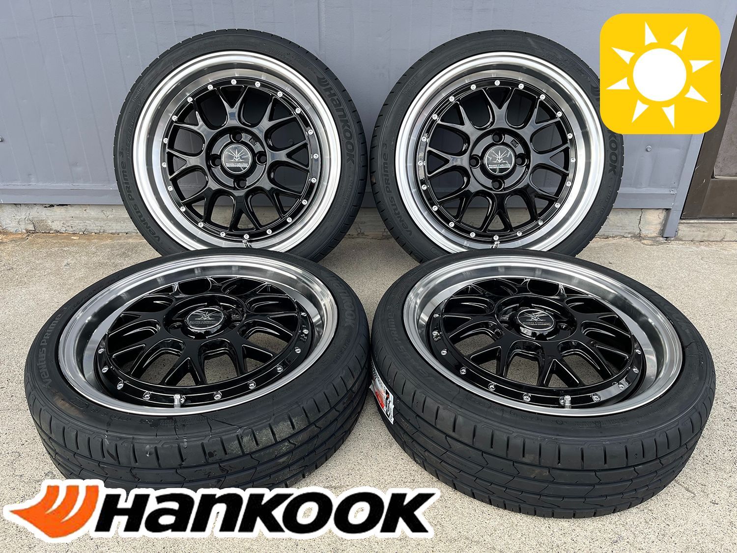 BAHAS TECH◇16インチ 5J IS45 4/100◇ハンコック新品タイヤ 165/50R16