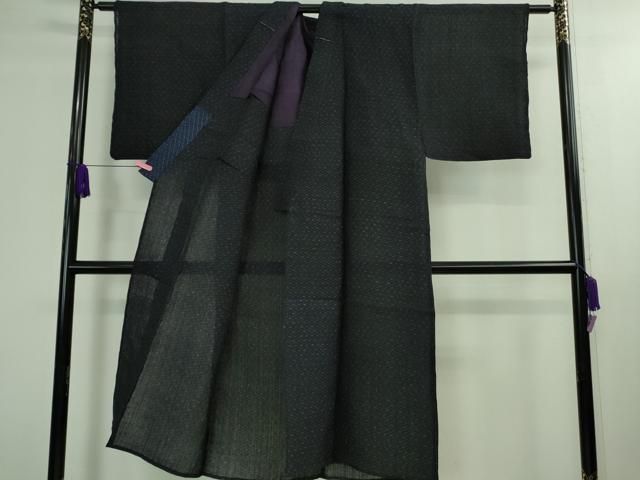 平和屋着物 上 夏物 男性 石川県指定無形文化財 能登上布 本麻手織上布 濃紺地 DZAB0143kh5