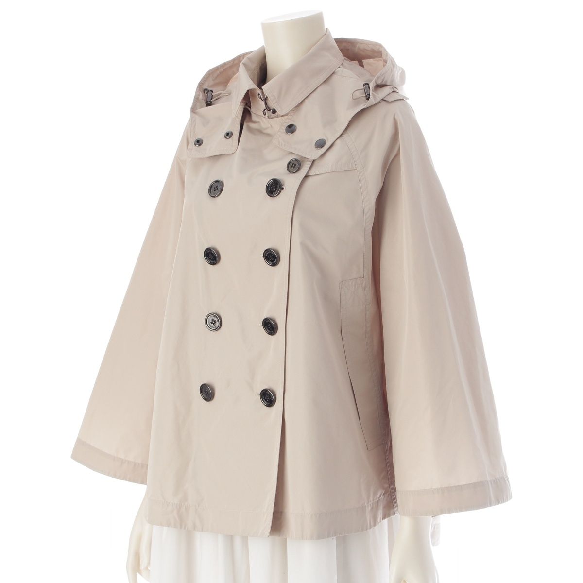 バーバリー ロンドン フード付き チェック柄 レインコート ポンチョ アウター B1A27-525-40 ベージュ 38