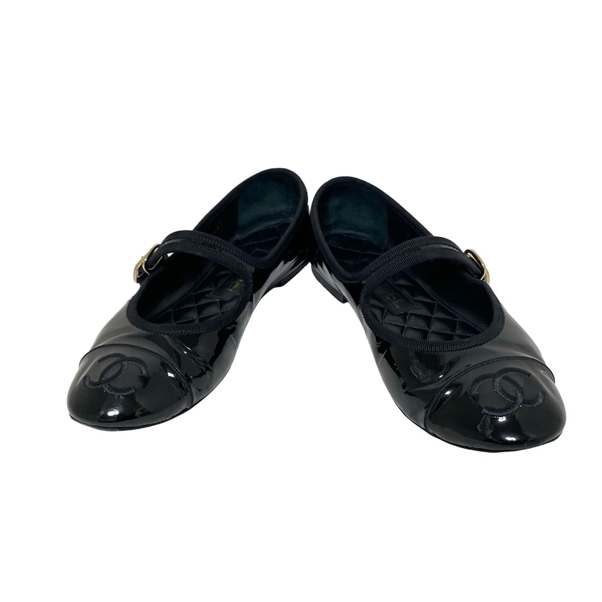 CHANEL シャネル フラットシューズ 38 C レディース - G 46467 黒 ココマーク レザー