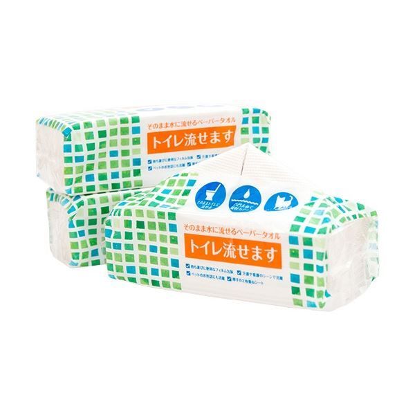 まとめ マスコー製紙 そのまま水に流せるペーパータオル トイレ流せます 200枚 100組 1パック 3個 ×30セット