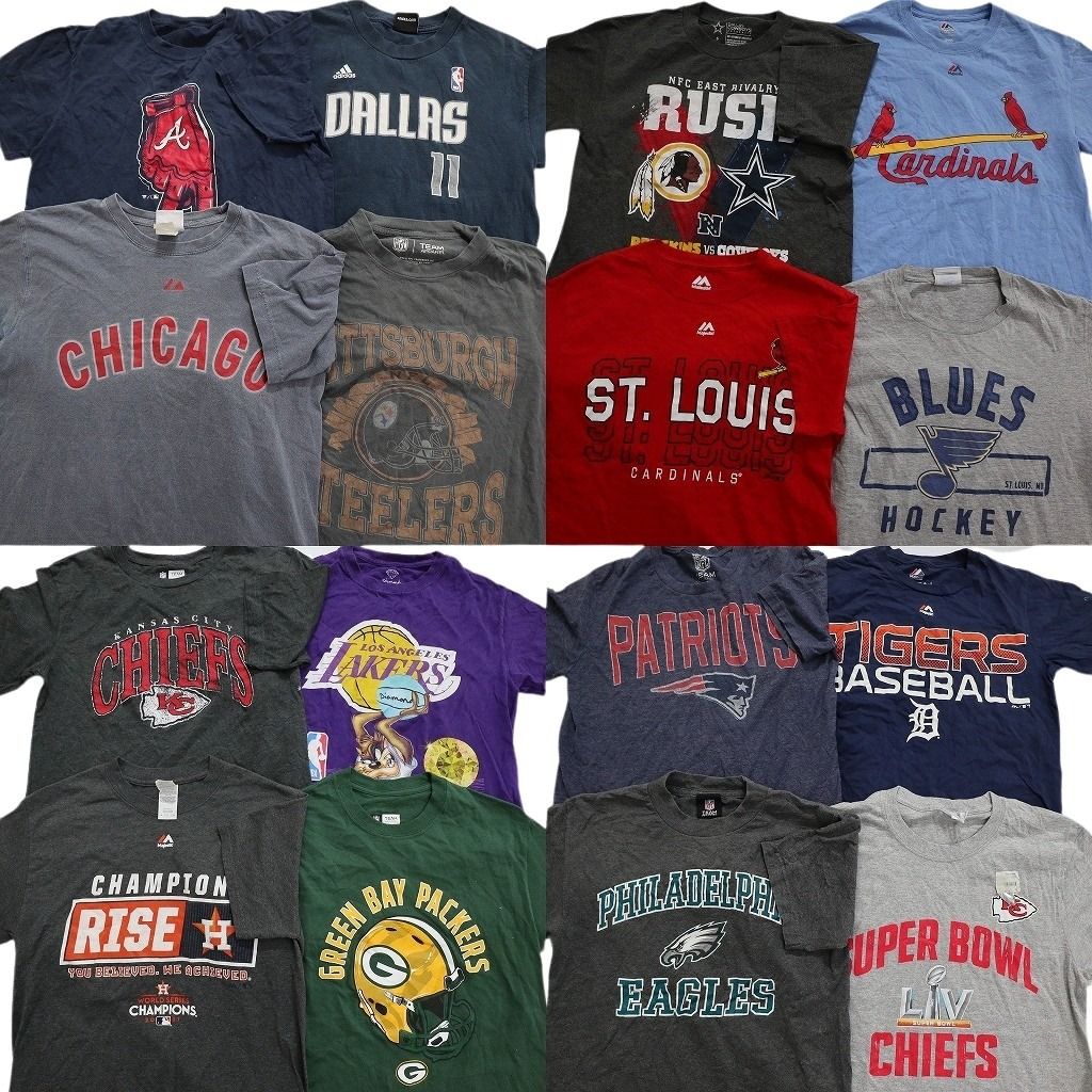 古着卸 プロチーム 半袖Tシャツ 16枚セット メンズ S アディダス NFL MLB NBA NHL レイカーズ パッカーズ 古着 NA2504