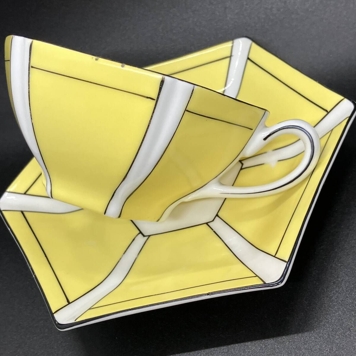 オールドノリタケ アールデコ イエロー ストライプ アンティーク