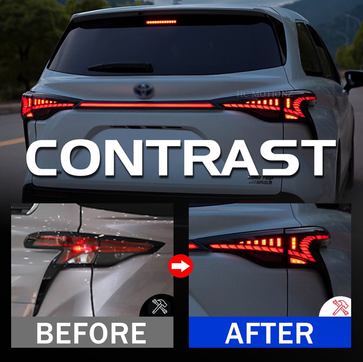 トヨタ シエナ 21-24年モデル 用 贯穿式LED流れるウインカー尾灯ユニット改造