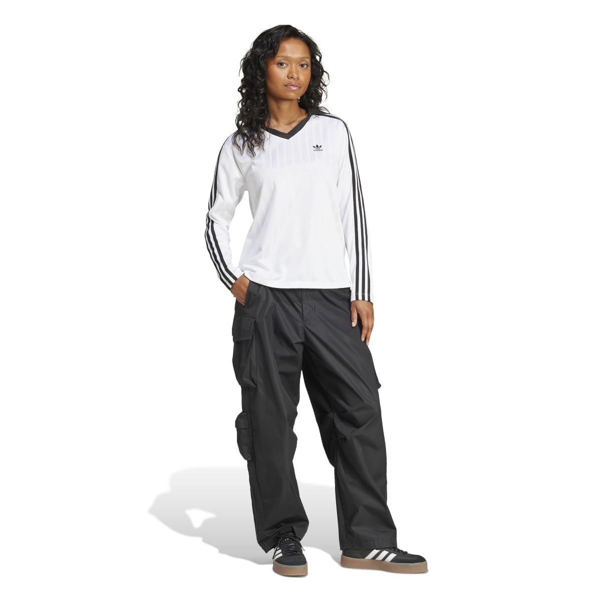 Vネック 長袖ポロシャツ