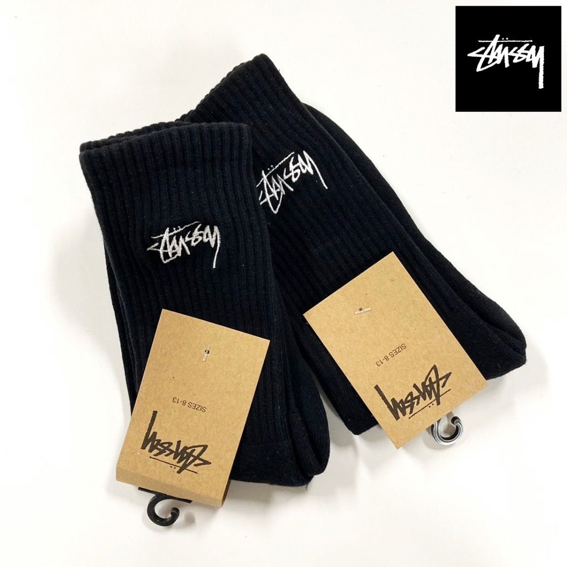 STUSSY ソックス メンズ レディース ブラック 新品 スニーカー 靴下