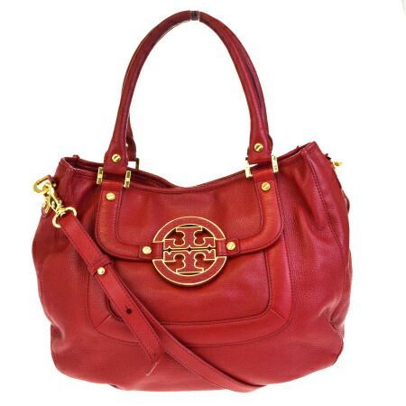 【】 トリーバーチ TORY BURCH 2WAY ショルダーバッグ ハンドバッグ レッド レザー 66HB396