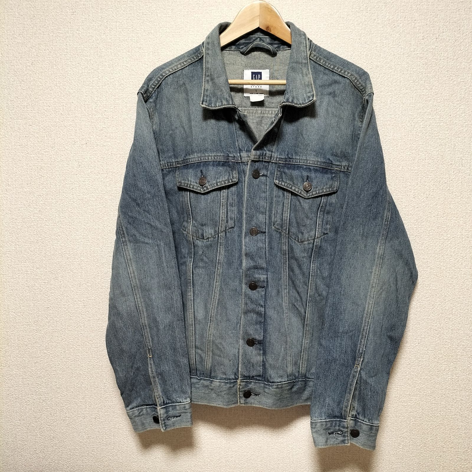 ☆00s OLD GAP 2005年製 Gジャン デニムジャケット 無地 青 メンズ