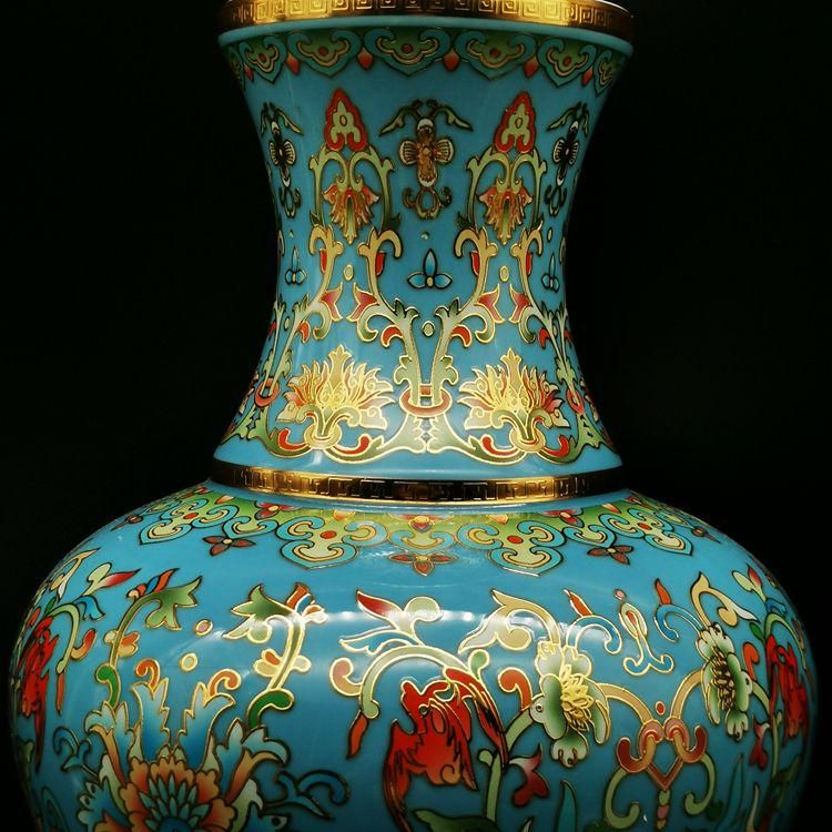 篮地琺瑯観音瓶 現代工芸品 美術品 装飾品 置物 篮地琺瑯観音瓶 現代工芸品 美術品 装飾品 置物 - メルカリ