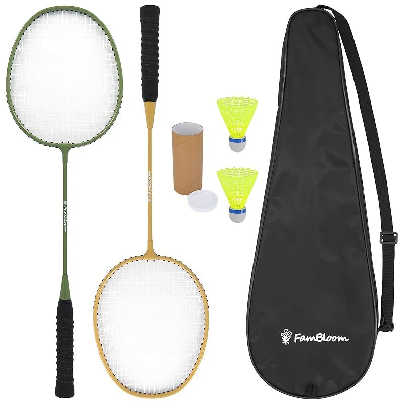 FamBloom バドミントン 6点セット ラケット2本 シャトル2個 収納ケース シャトルケース 室内 アウトドア シングル badminton 羽毛球 バトミントン プレゼント