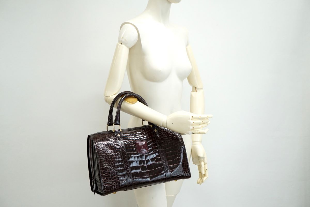 セリーヌ ボストン ハンドバッグ トリオンフ リアルクロコ Unisex レザー ボルドー CELINE 4024h