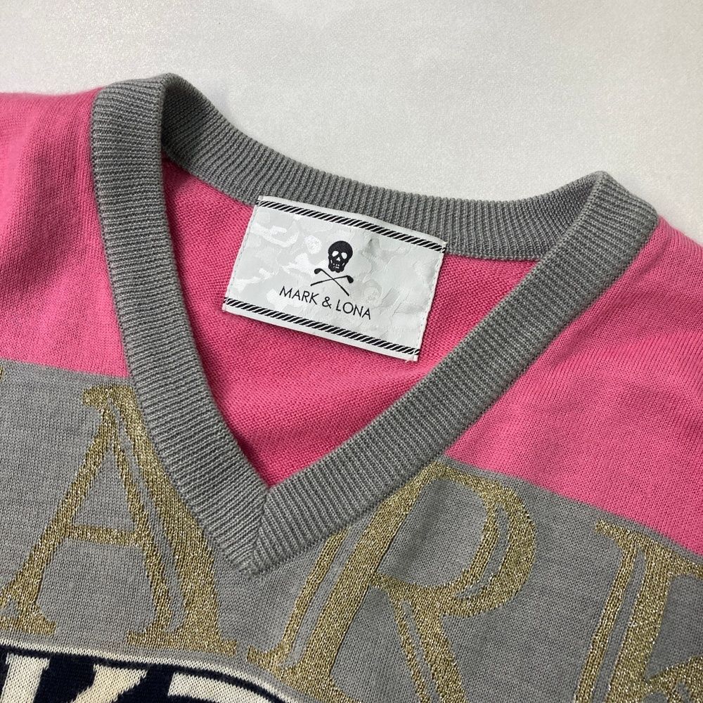 サイズ：S MARK&LONA マークアンドロナ ニットセーター 総柄 ピンク系