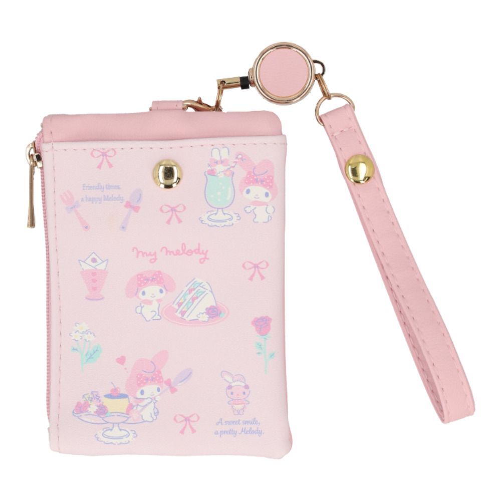 ☆ マイメロディ ☆ キャラクター キー＆パスポーチ パスポーチ リール付き パスケース キーケース 定期入れ 定期券入れ キーポーチ カードケース ミニポーチ 小物入れ キャラクターグッズ サンリオグッズ レディース 女性 女の子 学生 通勤 通学