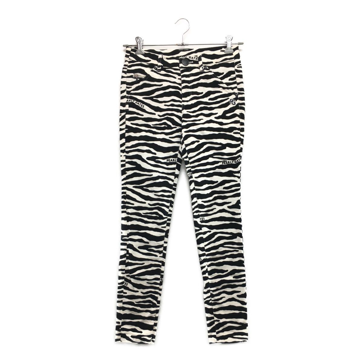レディース パーリーゲイツ PEARLY GATES パンツ 1(M) 白×黒 ゼブラ柄