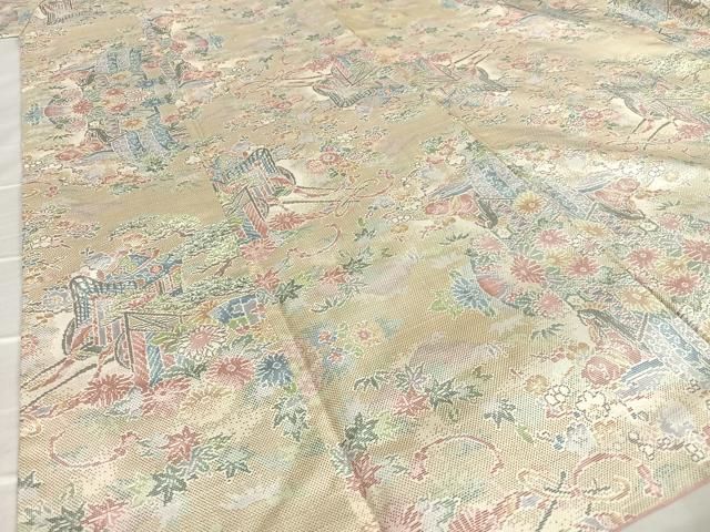 平和屋着物○都喜ヱ門 本場大島紬 9マルキ 紫の詩集 藤絹織物謹製 証紙