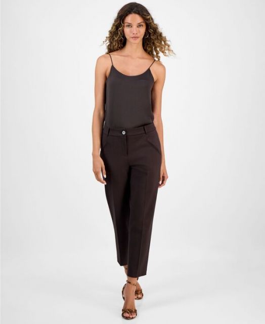 送料無料 バースリー レディース カジュアルパンツ ボトムス Women s Compression High-Rise Straight-Leg Pants Coffee Chip