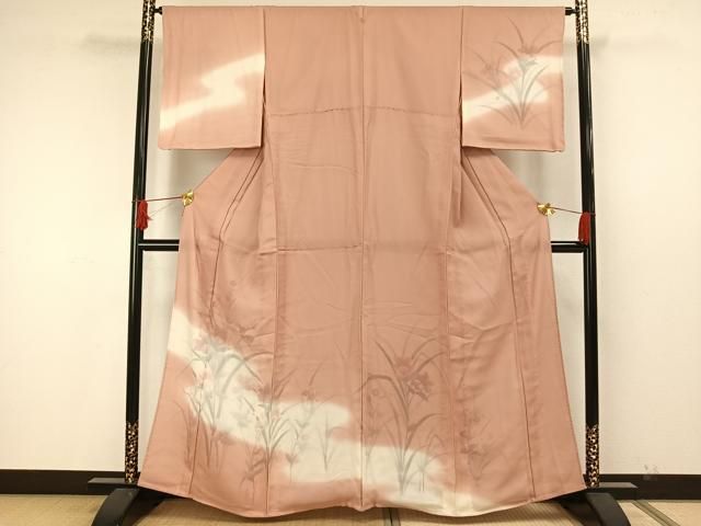 平和屋着物▽訪問着 無双 紗袷 紗×絽 手描き 草花文 正絹 逸品