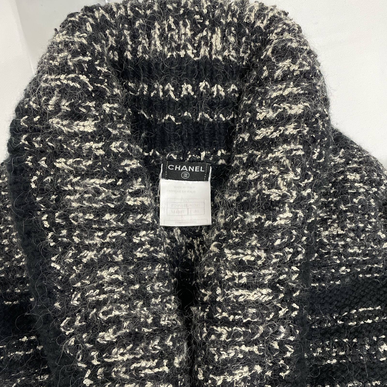CHANEL シャネル ニット コート ジャケット カシミア シルク ブラック 