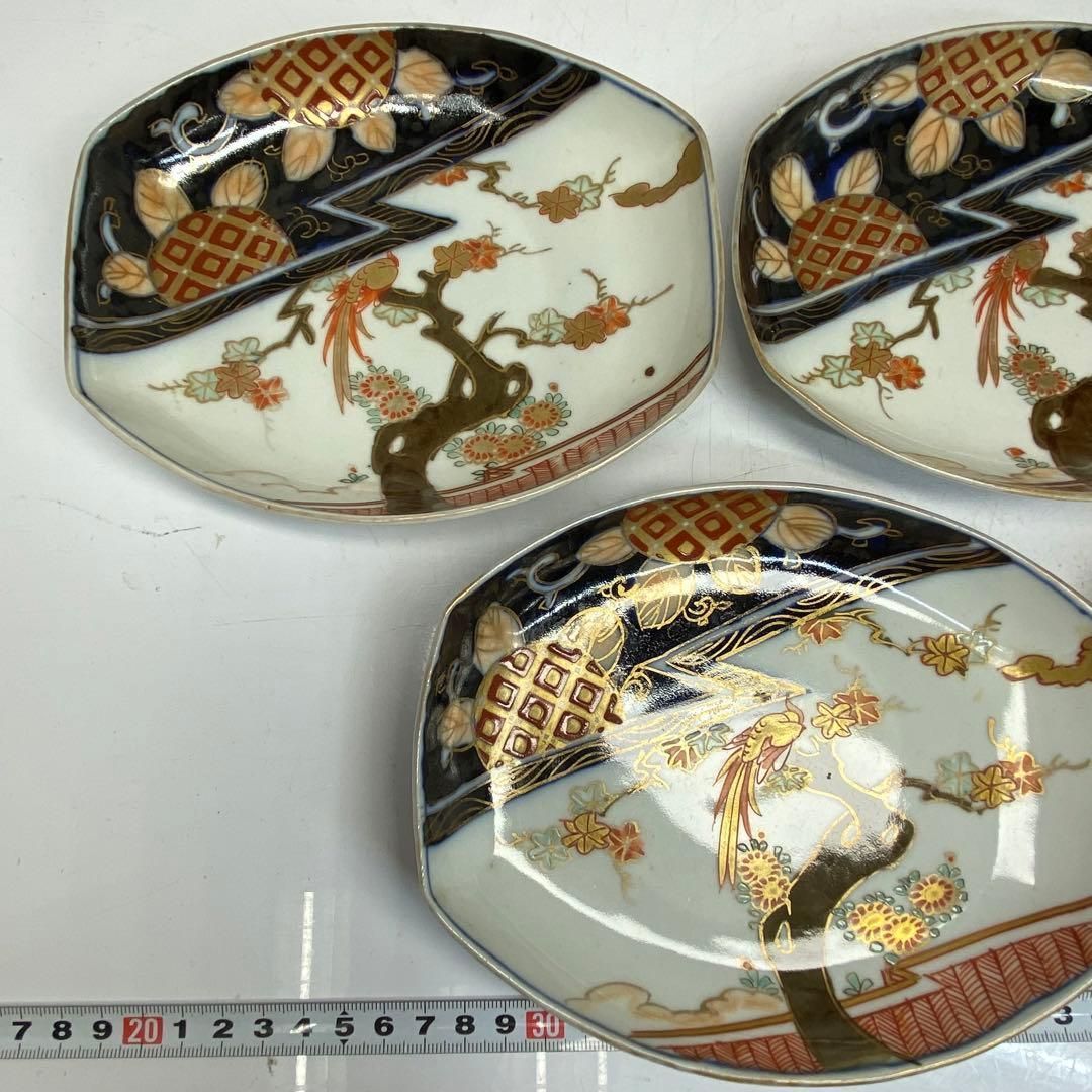 古伊万里　染錦刺身皿5客　直径16.5cm 東H6-0503① 古伊万里 染錦刺身皿5客 直径16.5cm 東H6-0503① 染錦