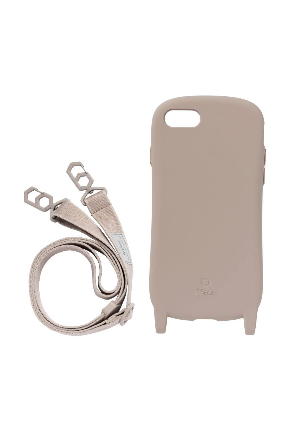 iFace Hang and iPhone SE 第3世代|第2世代 |8|7 ケース シリコンハード|ショルダーストラップ セット ベージュ iphone SE3 SE2 iphon ベージュ iPhone SE 第3世代|第2世代 |8|7
