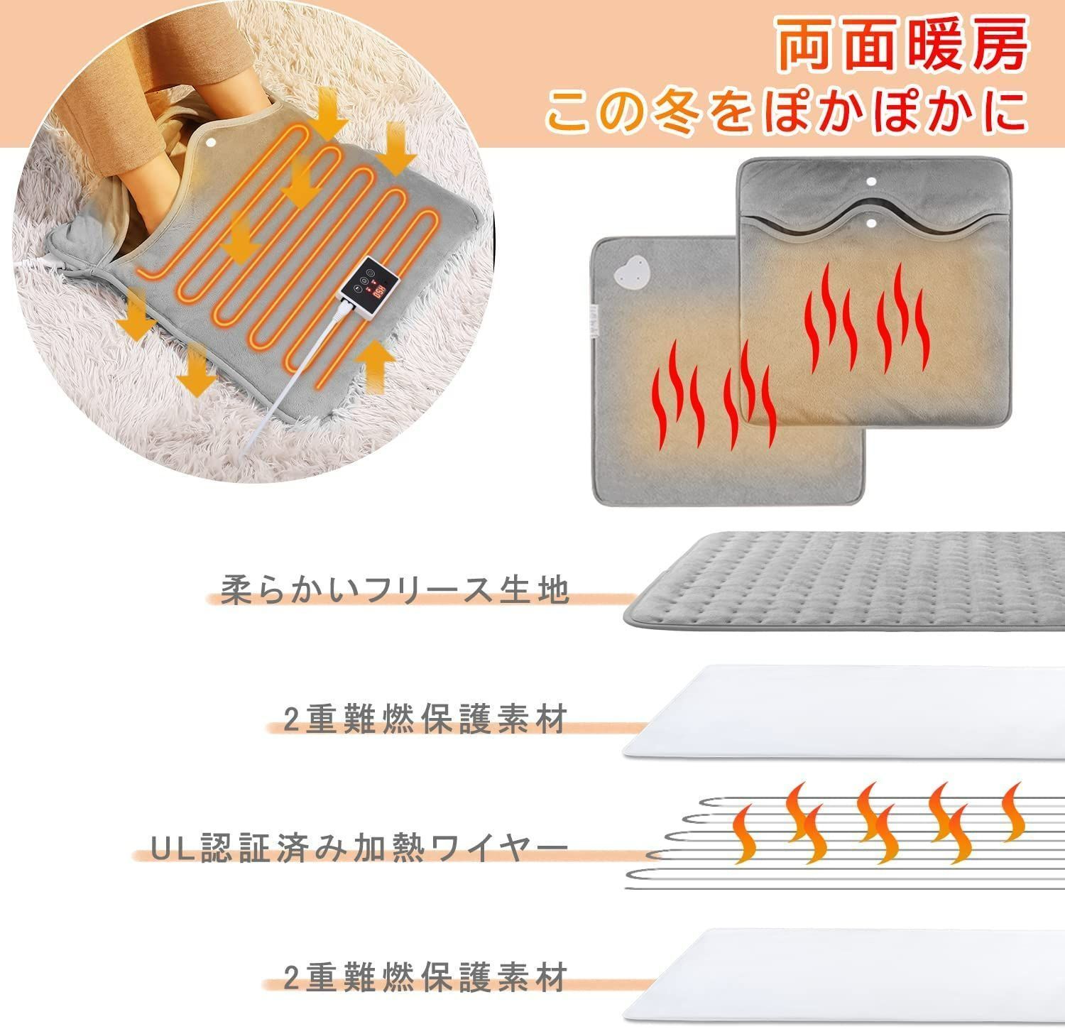 新品 TWONE 足温器 フットウォーマー 両面暖房 電気足 可 丸洗い 寒さ