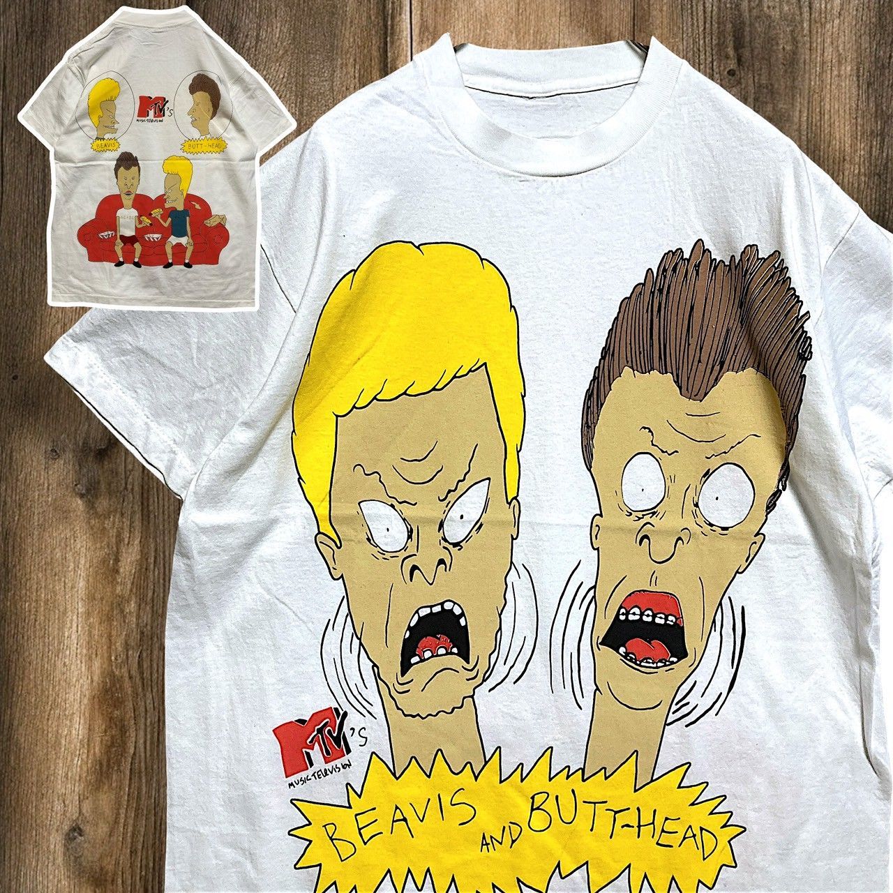 mm] BFTD アニメ Tシャツ 古着 白 ビーバスアンドバットヘッド