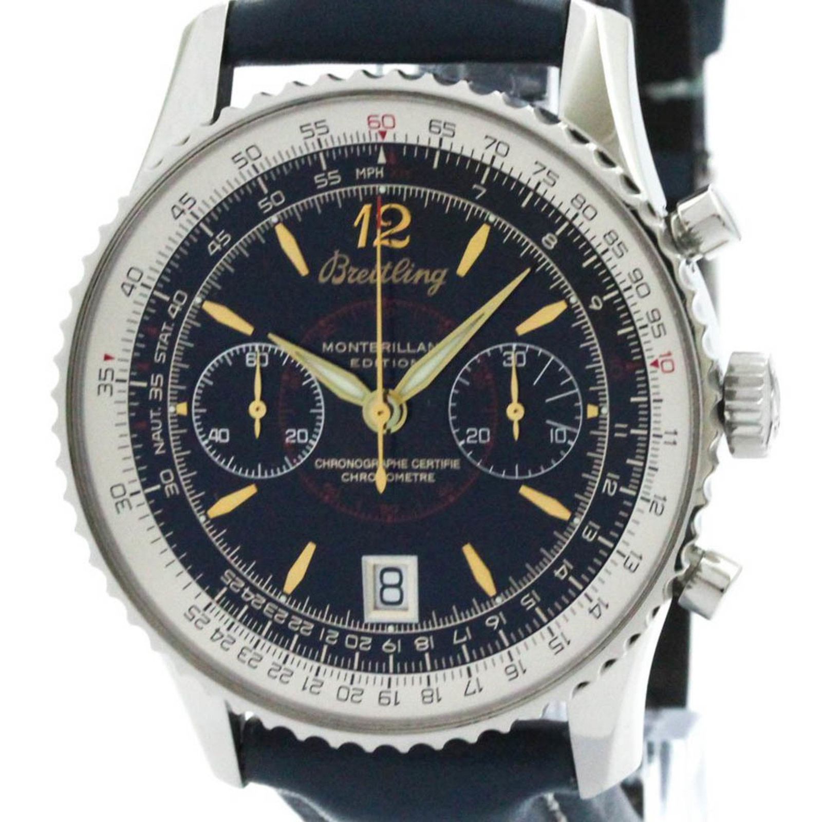 ブライトリング (BREITLING) ナビタイマー モンブリラン エディション ステンレススチール レザー 手巻き メンズ 時計 A48330 (外装仕上げ済み)【中古】