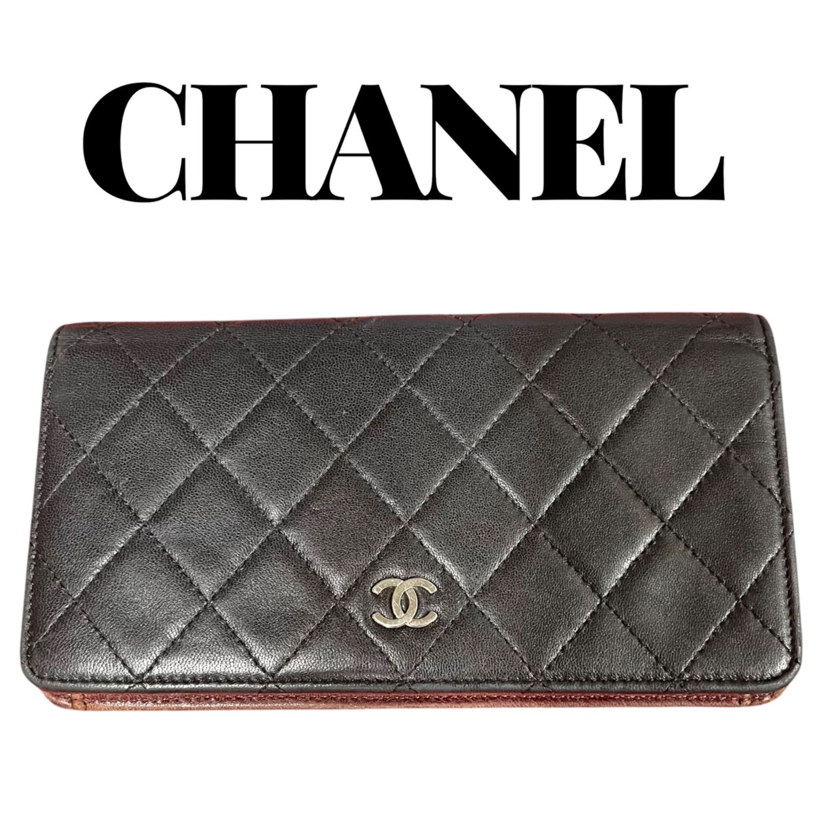 CHANEL☆マトラッセ長財布/エナメル/シャネル/財布/黒