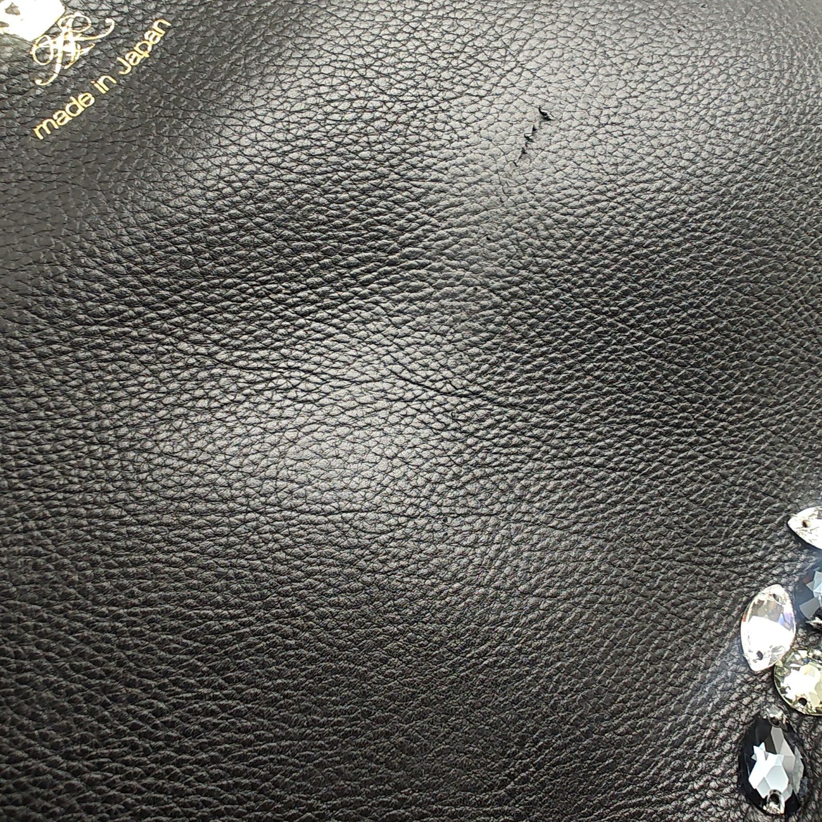 A.D.M.J. スワロフスキー スクエア ショルダーバッグ ネイビー ソフト